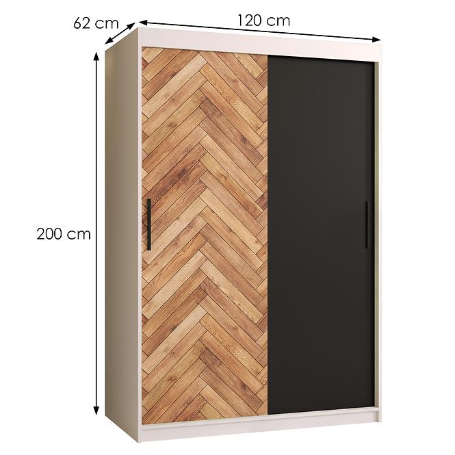 Schrank HERRINGBONE 120 Weiß/Schwarz/Fischgrät