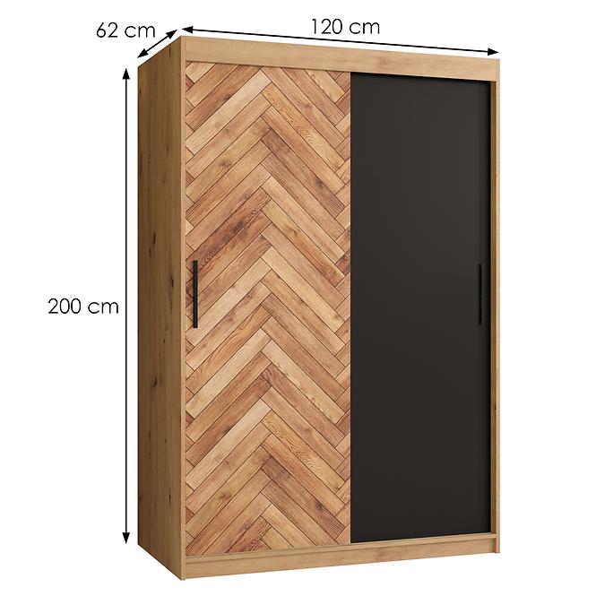 Schrank HERRINGBONE 120 Eiche artisan/Schwarz/Fischgrät