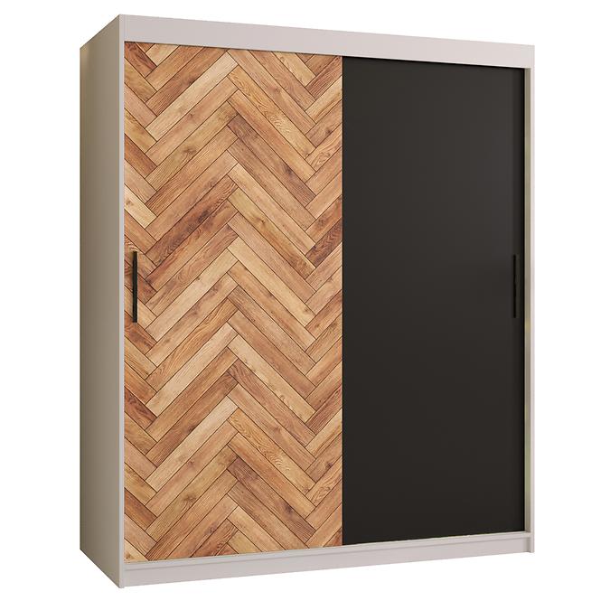 Schrank HERRINGBONE 150 Weiß/Schwarz/Fischgrät