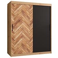 Schrank HERRINGBONE 150 Eiche artisan/Schwarz/Fischgrät