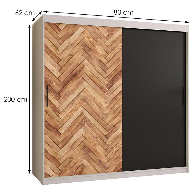 Schrank HERRINGBONE 180 Weiß/Schwarz/Fischgrät