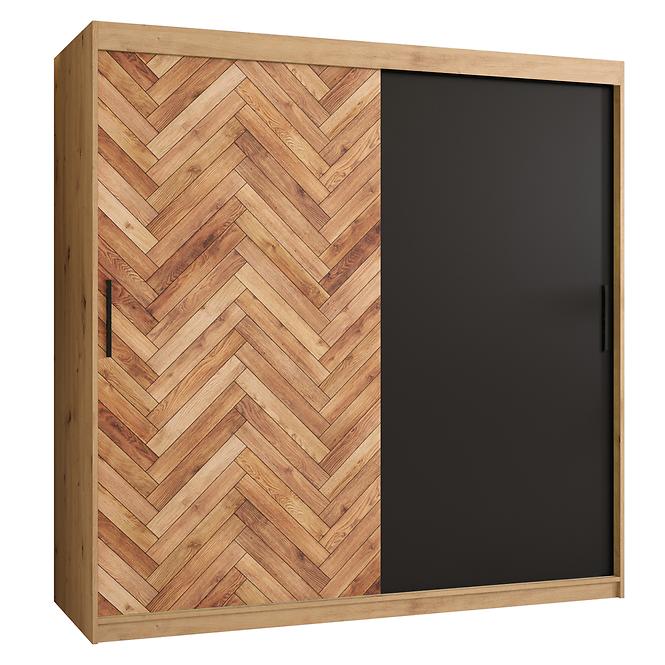 Schrank HERRINGBONE 180 Eiche artisan/Schwarz/Fischgrät