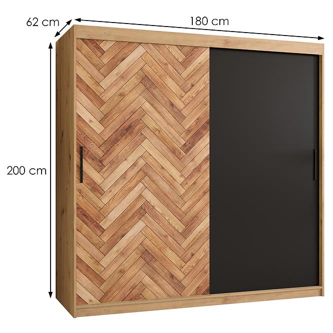 Schrank HERRINGBONE 180 Eiche artisan/Schwarz/Fischgrät