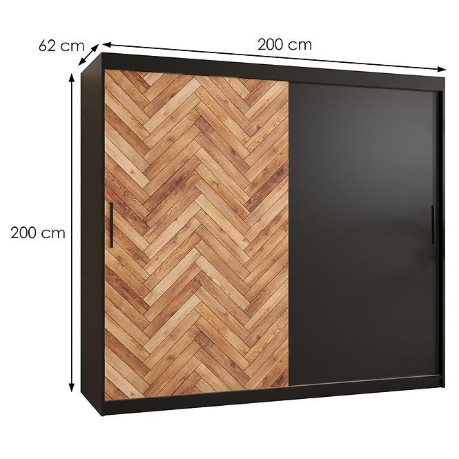 Schrank HERRINGBONE 200 Schwarz/Schwarz/Fischgrät