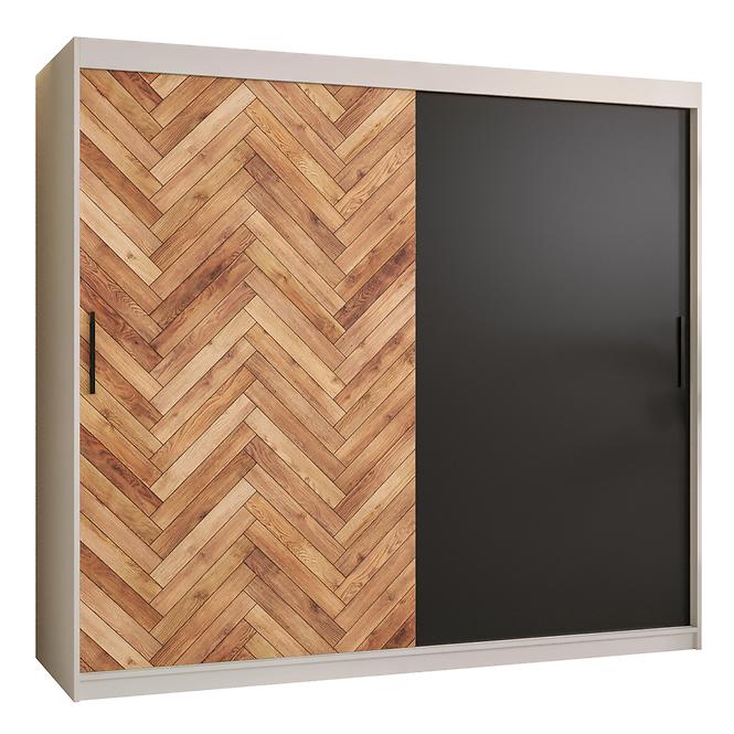 Schrank HERRINGBONE 200 Weiß/Schwarz/Fischgrät