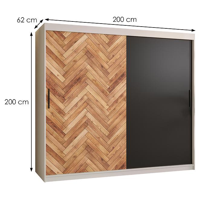 Schrank HERRINGBONE 200 Weiß/Schwarz/Fischgrät