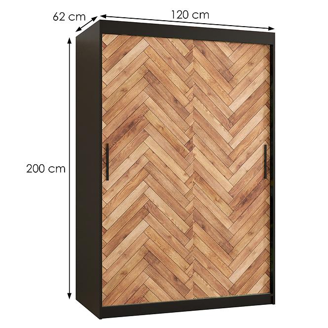 Schrank HERRINGBONE 1 120 Schwarz/Fischgrät