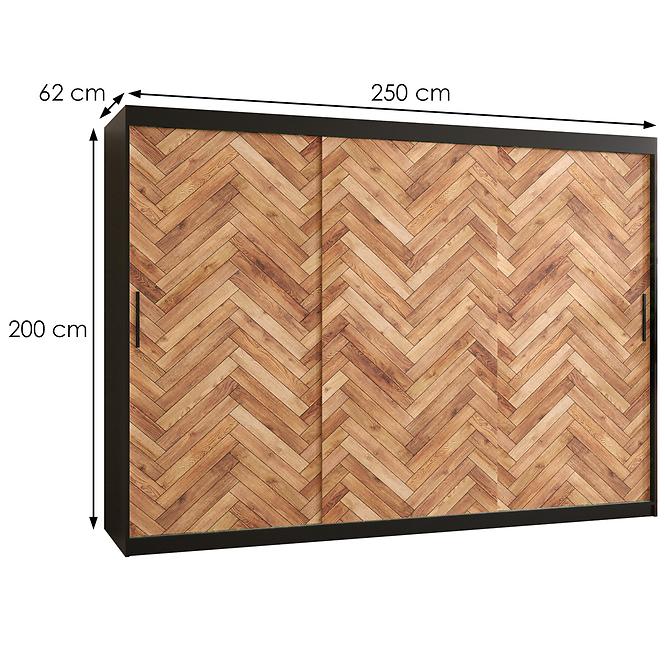 Schrank HERRINGBONE 1 250 Schwarz/Fischgrät