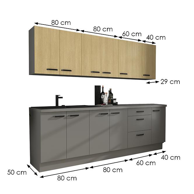 Küchenzeile Scandi/Nessa 260 ohne arbeitsplatte