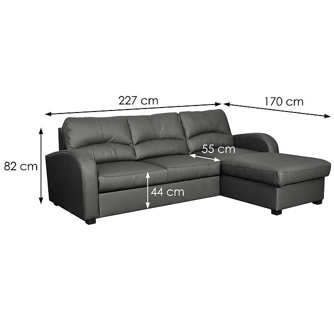 Ecksofa Tilo 2F–REC/BK Matt Velvet 97 P