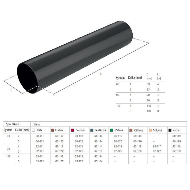 Ablaufrohr 90 mm 2 m Bryza Weiß