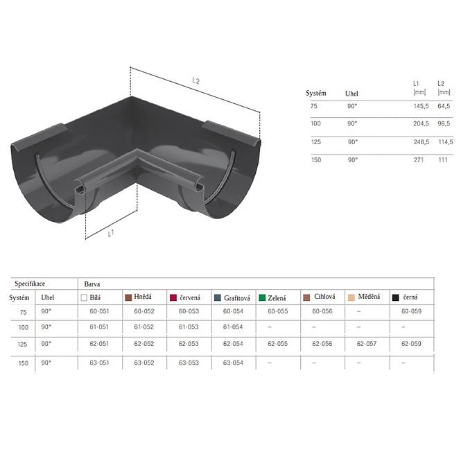 Innen-Meister-Winkel 125 mm Bryza Ziegelrot