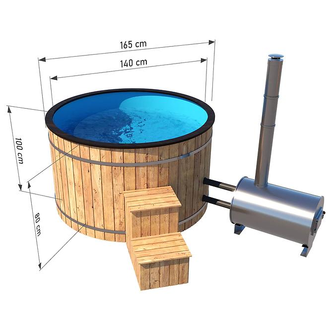 Holzbadewanne mit Heizung 160 cm