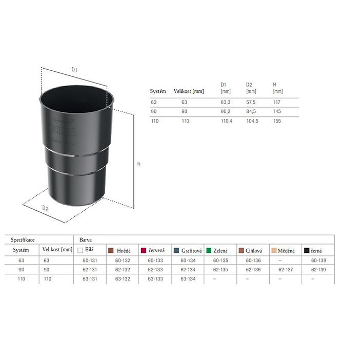 Muffe 63 mm Bryza Weiß