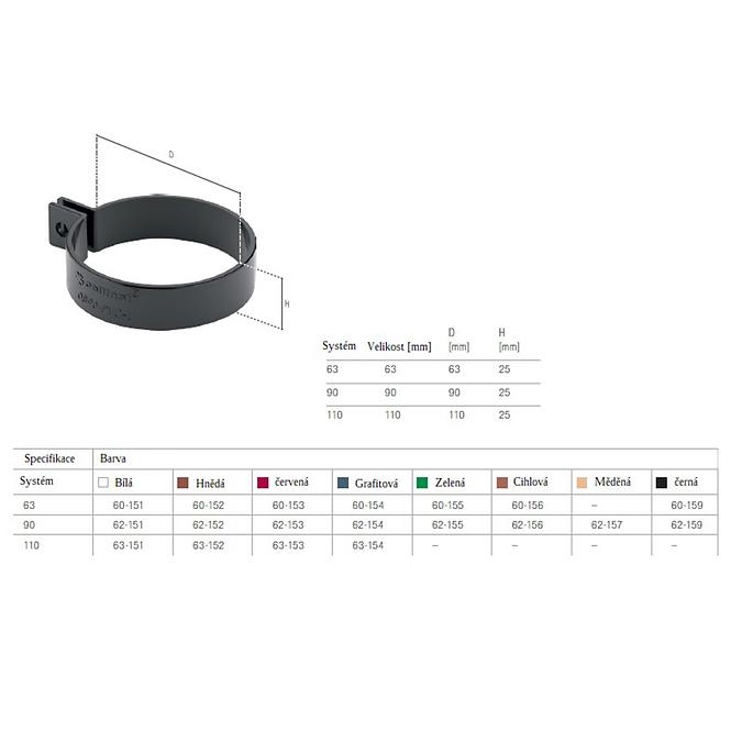 Ablaufrohrbefestigungsschelle 63 mm Bryza Weiß