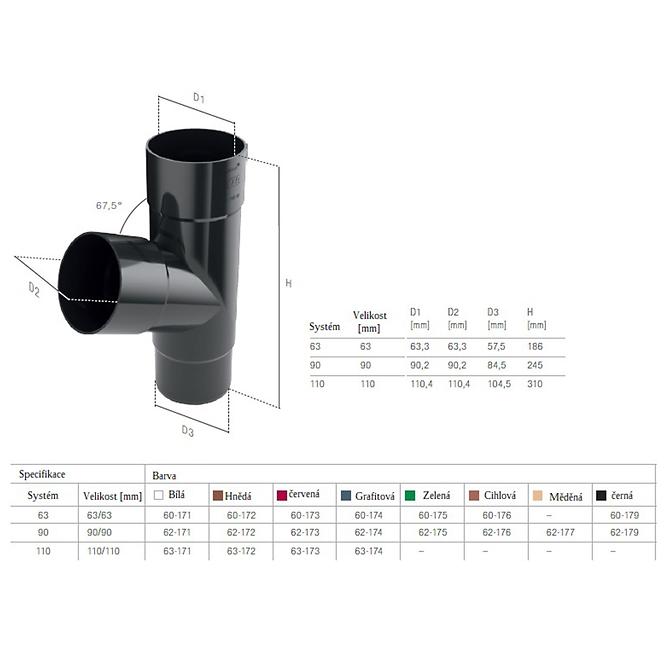 Rohrabzweig 90/90/90 mm Bryza Weiß