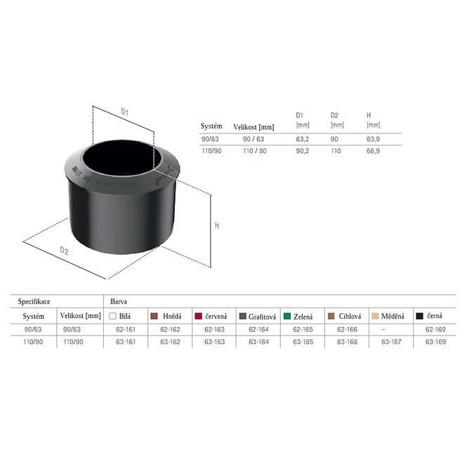 Fallrohrreduktion 90/63 mm Bryza Braun