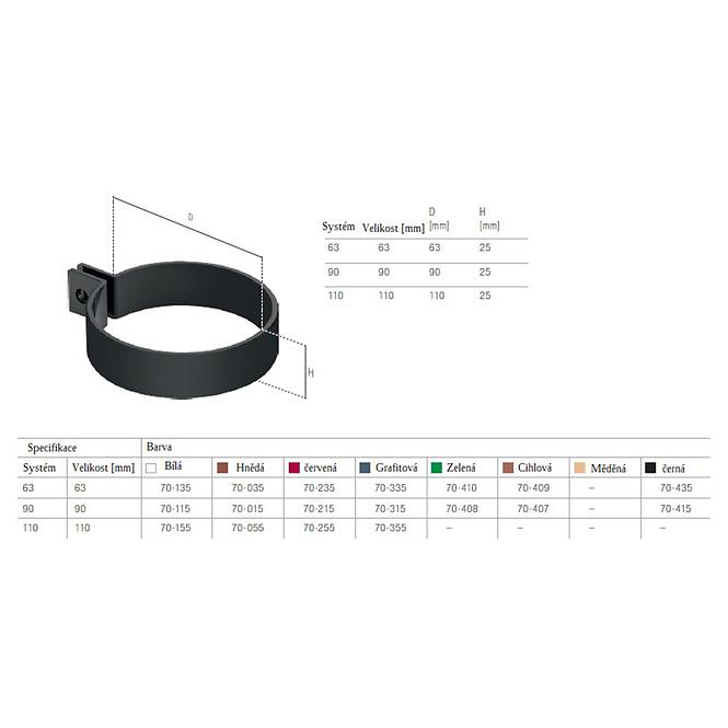 Ablaufrohrbefestigungsschelle Metall 90 mm Bryza Weiß