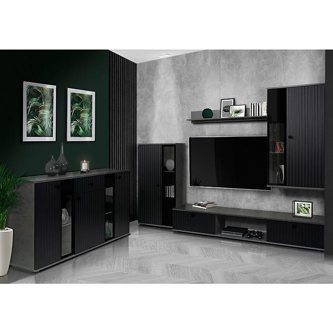 Wohnwand Salsa mdf schwarz/matera