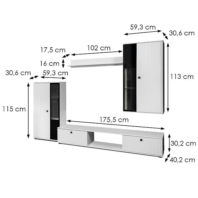 Wohnwand Salsa mdf weiß/weiß