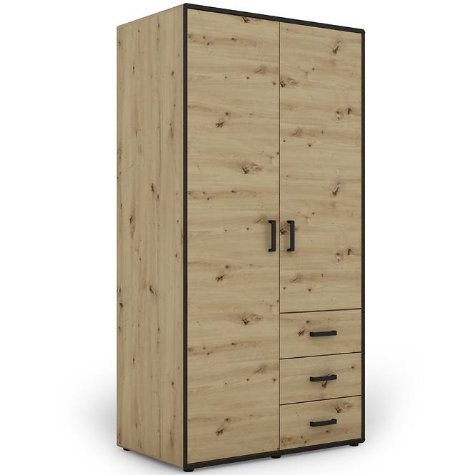 Schrank Capannoli 3s 2d eiche artisan/schwarz