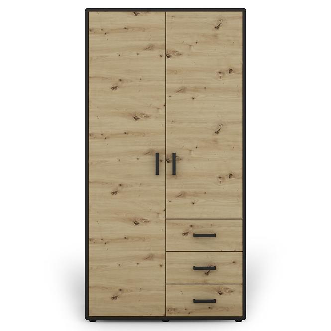 Schrank Capannoli 3s 2d eiche artisan/schwarz