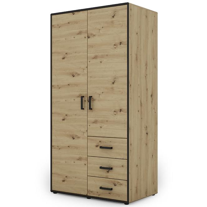 Schrank Capannoli 3s 2d eiche artisan/schwarz