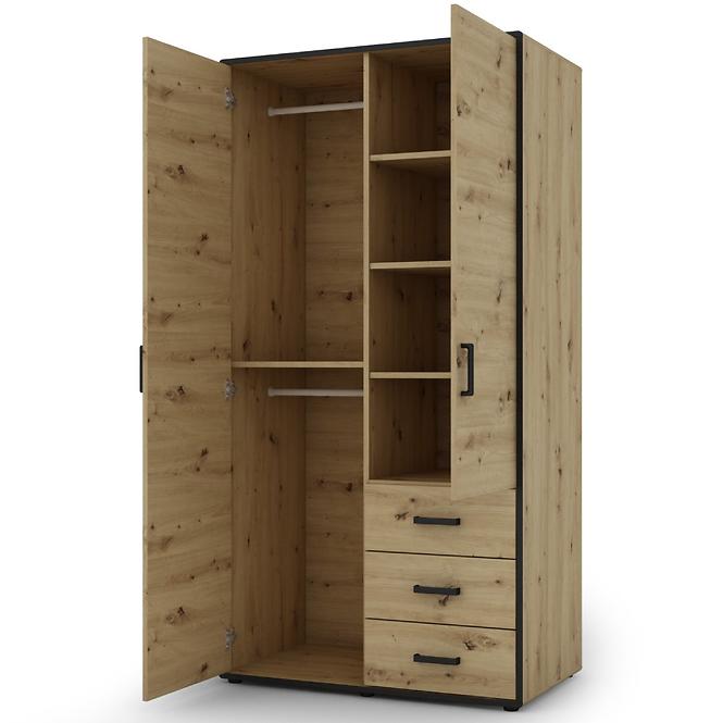 Schrank Capannoli 3s 2d eiche artisan/schwarz