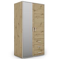 Schrank Capannoli 3s 2d spiegel eiche artisan/weiß