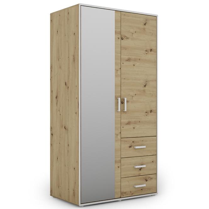 Schrank Capannoli 3s 2d spiegel eiche artisan/weiß