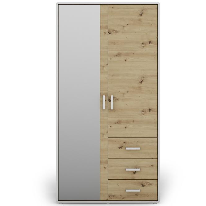 Schrank Capannoli 3s 2d spiegel eiche artisan/weiß