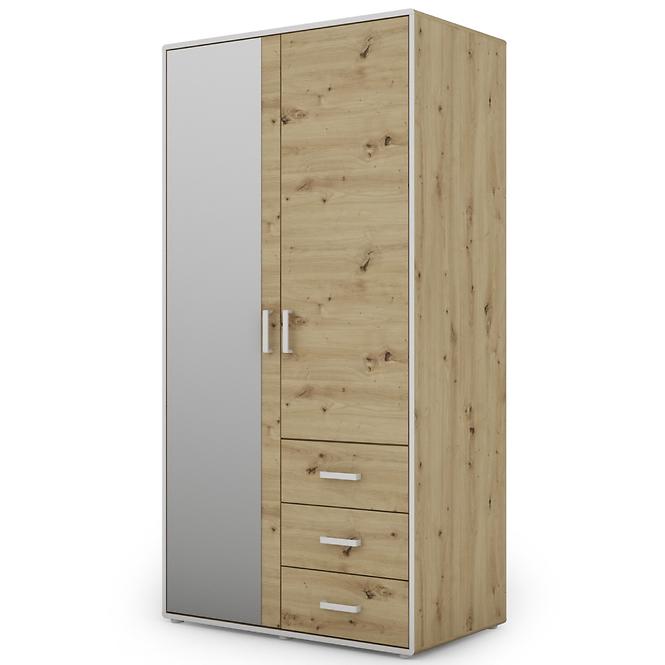 Schrank Capannoli 3s 2d spiegel eiche artisan/weiß