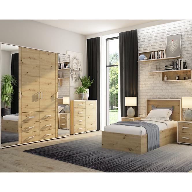 Schrank Capannoli 3s 2d spiegel eiche artisan/weiß