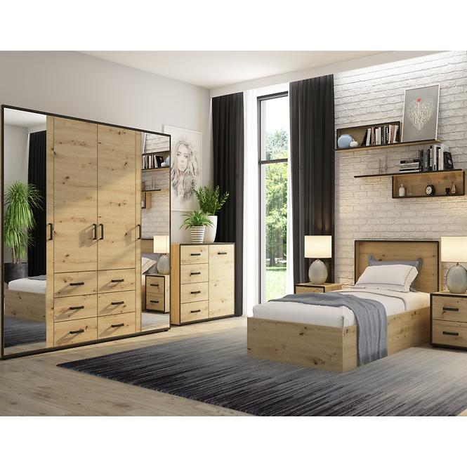 Schrank Capannoli 3s 2d spiegel eiche artisan/schwarz