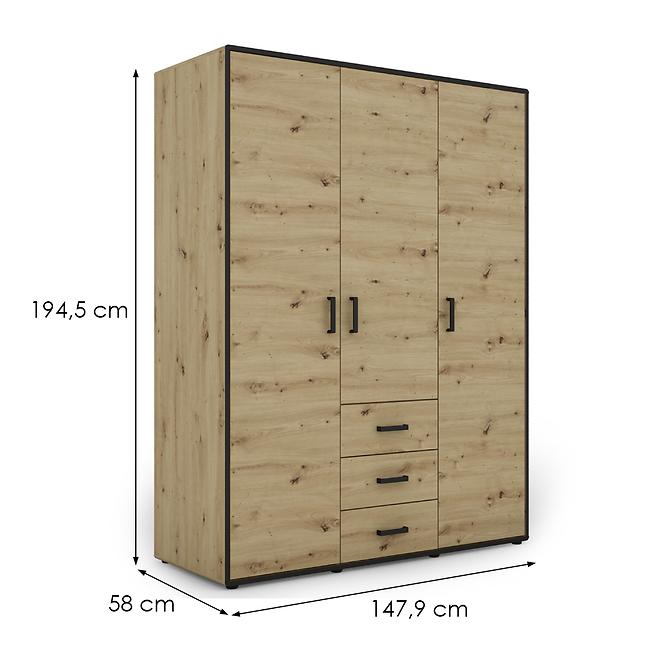 Schrank Capannoli 3s 3d eiche artisan/schwarz