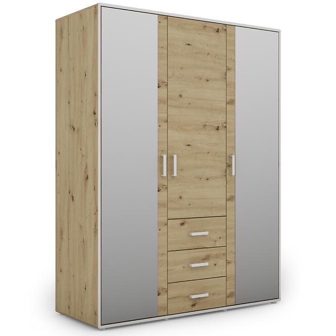 Schrank Capannoli 3s 3d spiegel eiche artisan/weiß