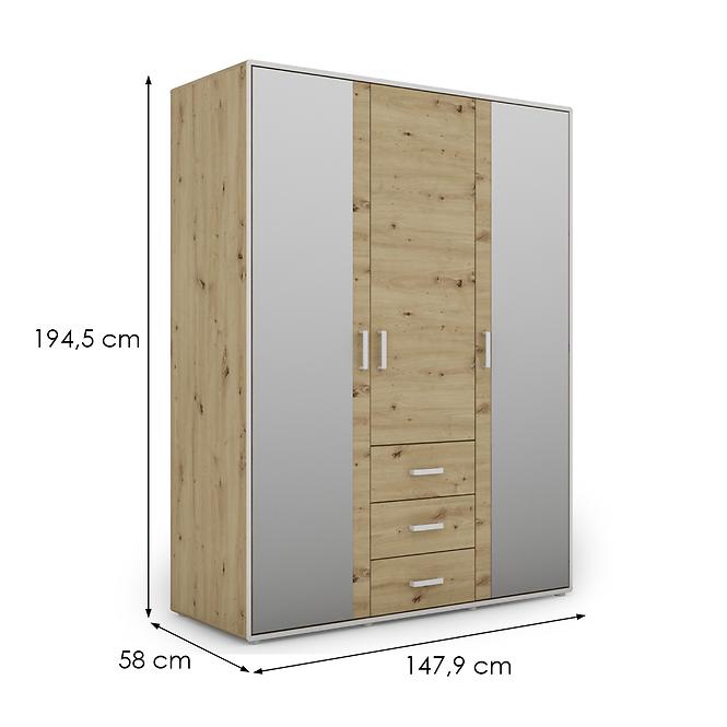 Schrank Capannoli 3s 3d spiegel eiche artisan/weiß