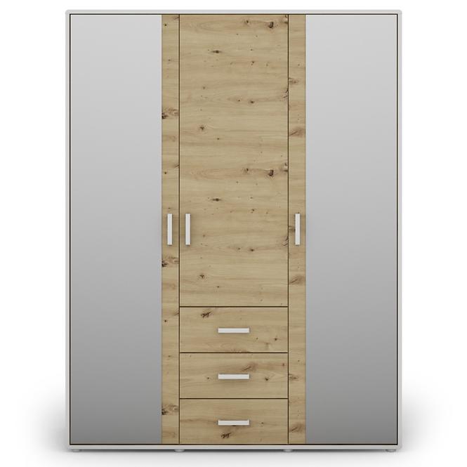 Schrank Capannoli 3s 3d spiegel eiche artisan/weiß