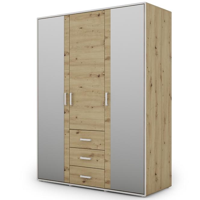 Schrank Capannoli 3s 3d spiegel eiche artisan/weiß