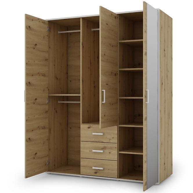 Schrank Capannoli 3s 3d spiegel eiche artisan/weiß