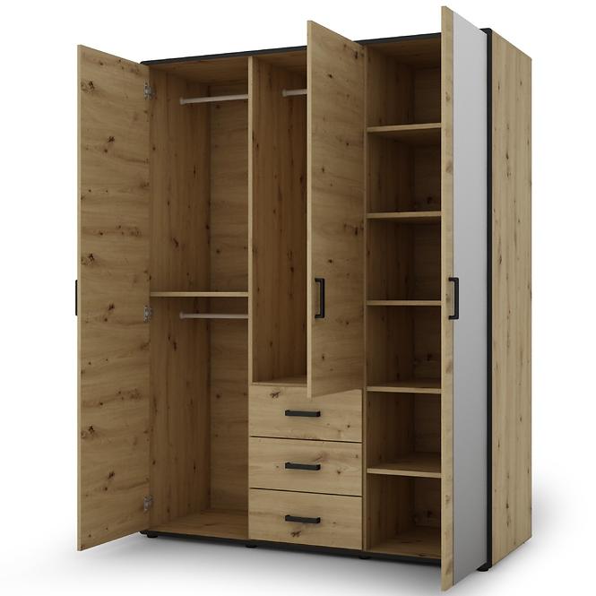 Schrank Capannoli 3s 3d spiegel eiche artisan/schwarz