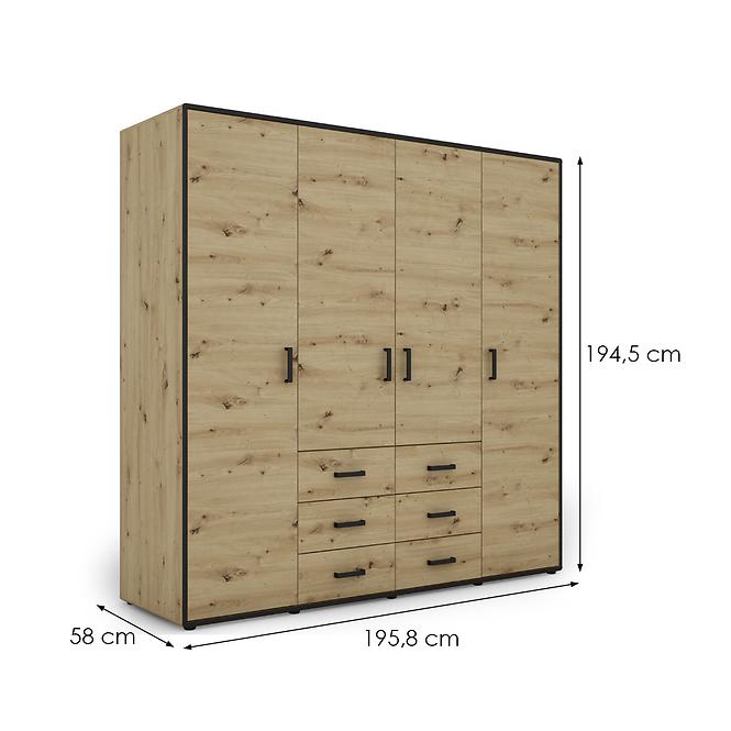 Schrank Capannoli 6s 4d eiche artisan/schwarz