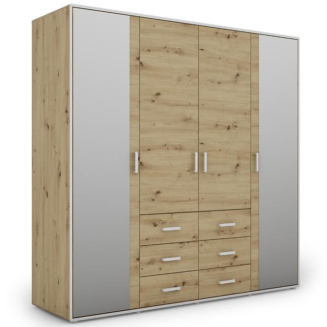 Schrank Capannoli 6s 4d spiegel eiche artisan/weiß