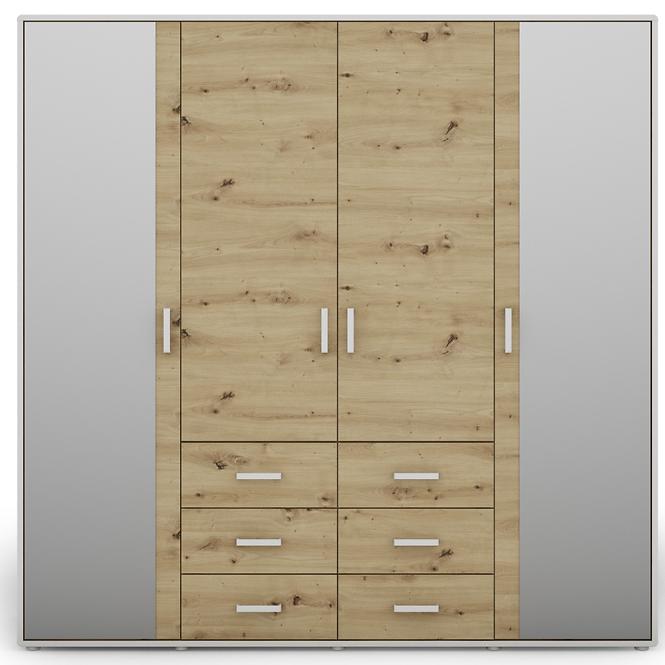 Schrank Capannoli 6s 4d spiegel eiche artisan/weiß