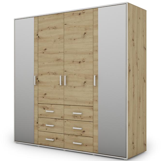 Schrank Capannoli 6s 4d spiegel eiche artisan/weiß