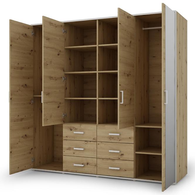 Schrank Capannoli 6s 4d spiegel eiche artisan/weiß