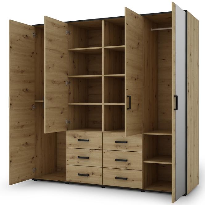 Schrank Capannoli 6s 4d spiegel eiche artisan/schwarz