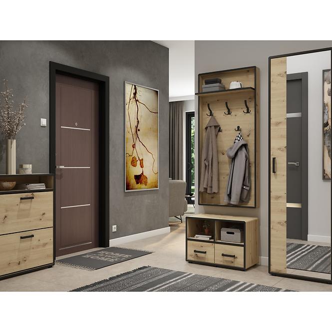 Garderobe Capannoli 1d eiche artisan/schwarz