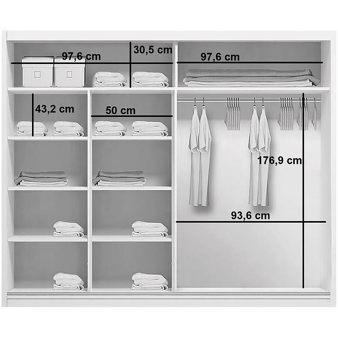 Schrank Atena weiß/lamelle schwarz 200x215x62