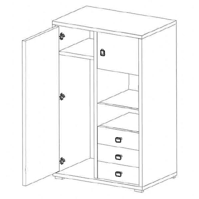 Schrank Kevin 2 artisan/graphit/weiß